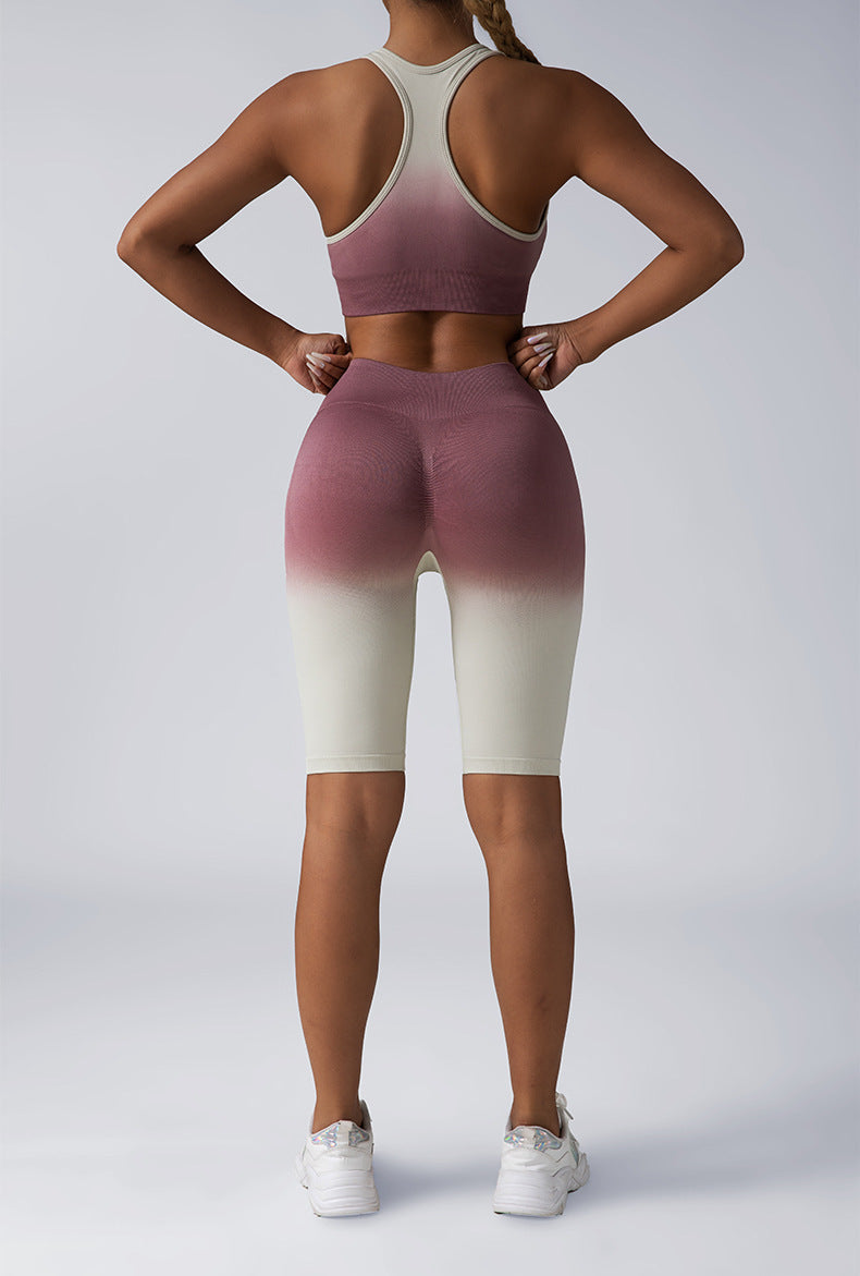 Women Seamless Activewear Set Crop Top High Waist Shorts Leggings