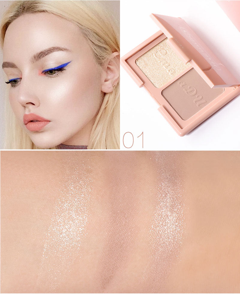 Two-tone blush highlighter and contouring palette