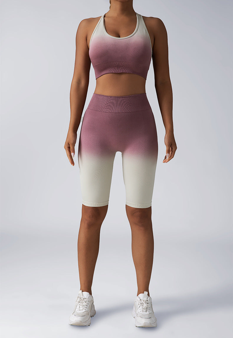 Women Seamless Activewear Set Crop Top High Waist Shorts Leggings