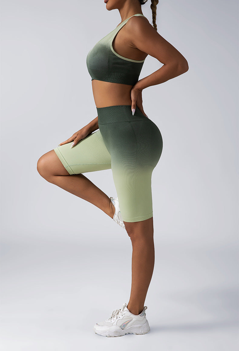 Women Seamless Activewear Set Crop Top High Waist Shorts Leggings