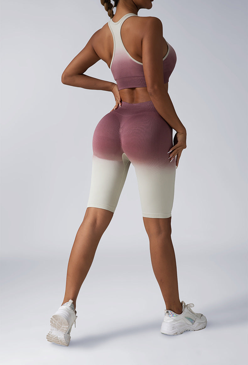 Women Seamless Activewear Set Crop Top High Waist Shorts Leggings
