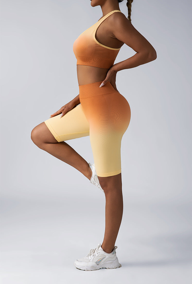 Women Seamless Activewear Set Crop Top High Waist Shorts Leggings