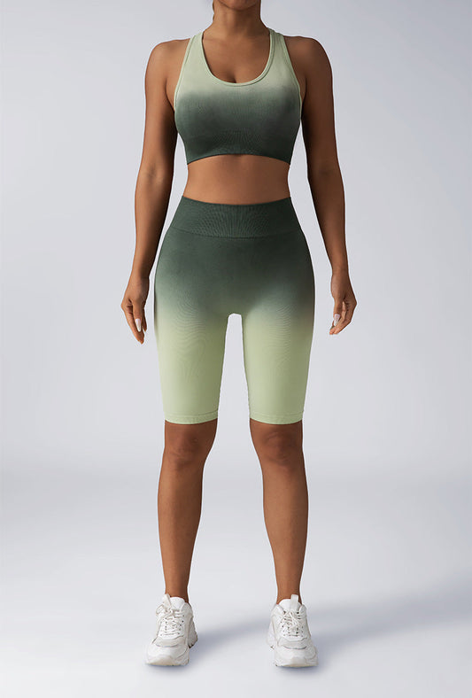 Women Seamless Activewear Set Crop Top High Waist Shorts Leggings