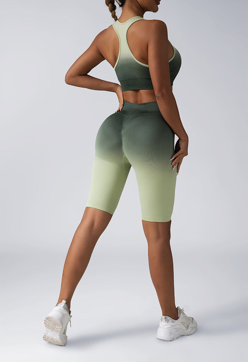 Women Seamless Activewear Set Crop Top High Waist Shorts Leggings