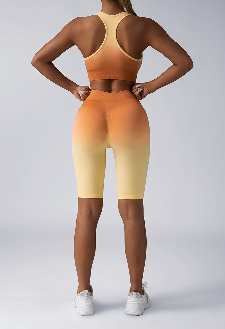 Women Seamless Activewear Set Crop Top High Waist Shorts Leggings