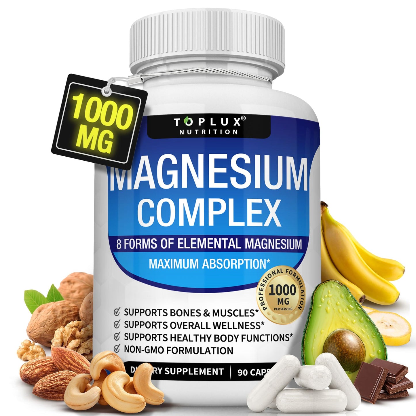 Magnesium Complex Supplement 1000mg Multi Form High Absorption Capsules