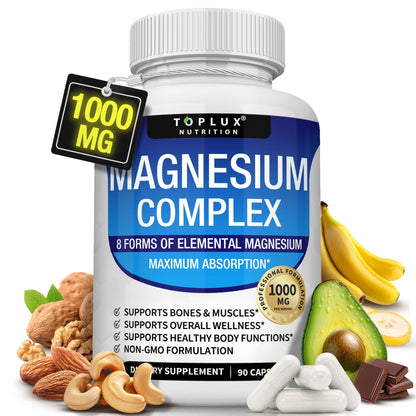 Magnesium Complex Supplement 1000mg Multi Form High Absorption Capsules