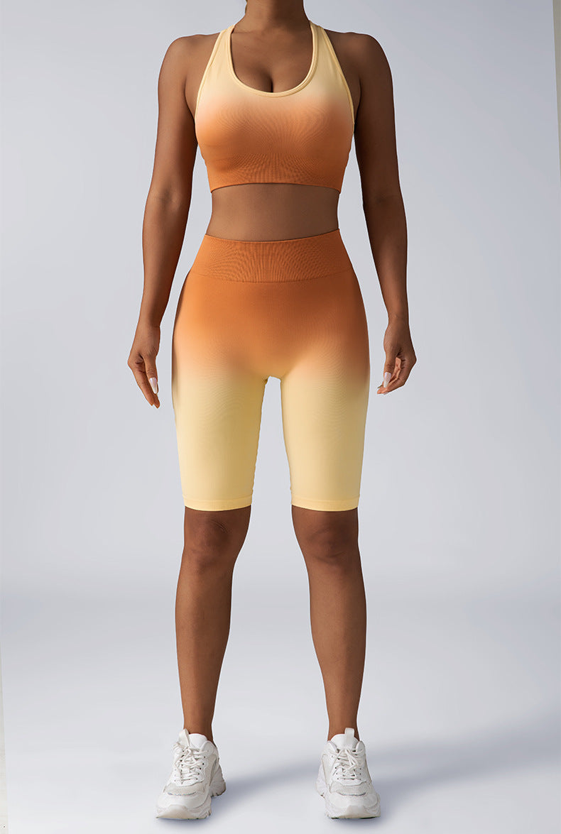 Women Seamless Activewear Set Crop Top High Waist Shorts Leggings