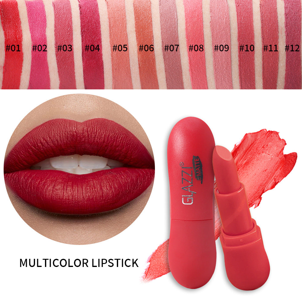 12 Color Rhombic Matte Lipstick Long Lasting Non Stick