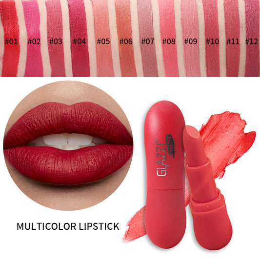 12 Color Rhombic Matte Lipstick Long Lasting Non Stick