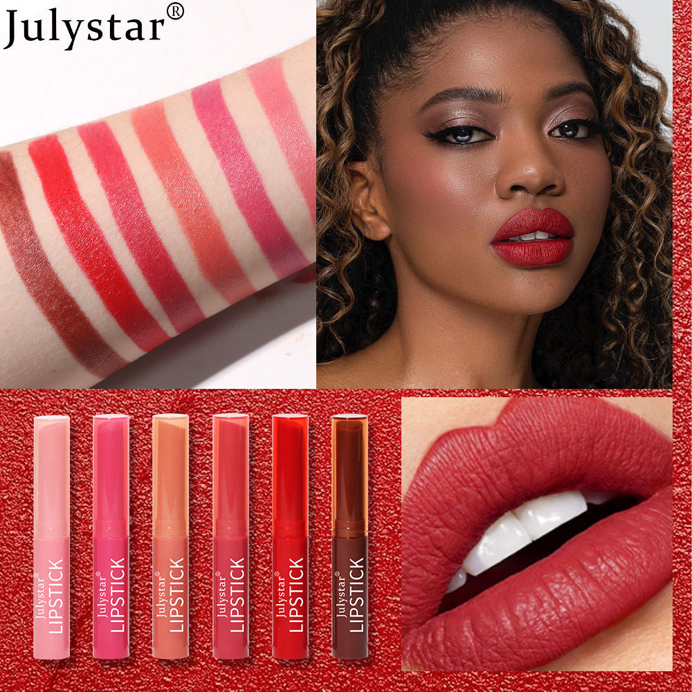 Six Color Lipstick Matte Velvet Waterproof Non Stick Long Lasting