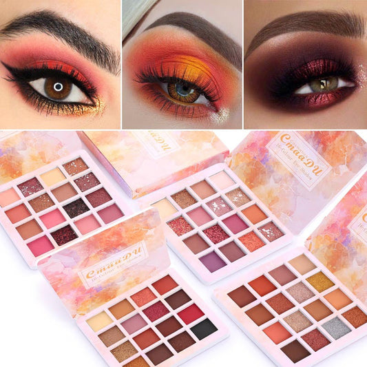 16 Shades of Shiny Eyeshadow Makeup Matte and Metallic Waterproof Glitter