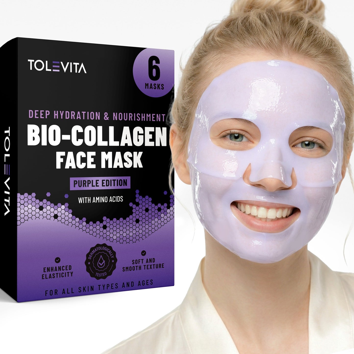 Bio Collagen Hydrogel Face Mask Hydrating Nourishing 6 Sheets