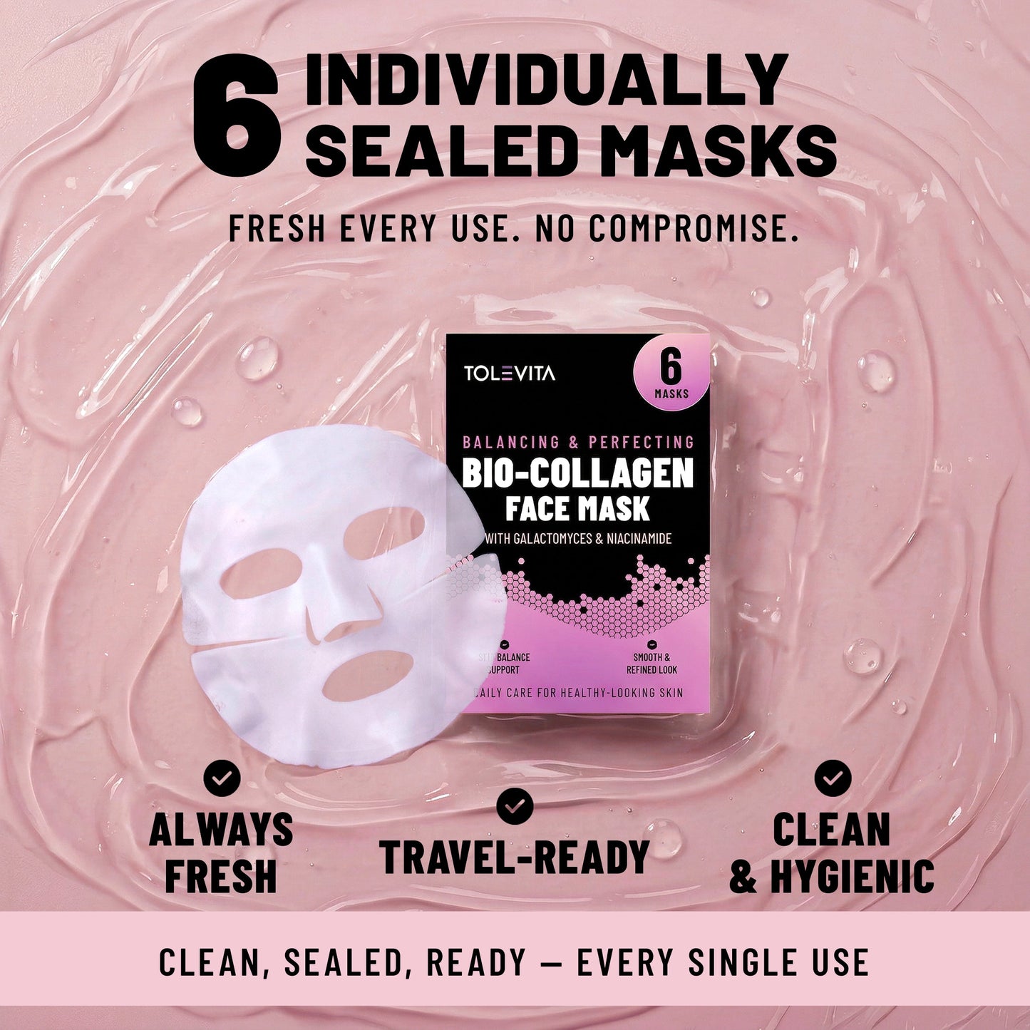 Bio Collagen Hydrogel Face Mask Hydrating Nourishing 6 Sheets