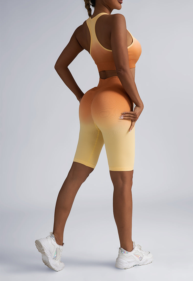 Women Seamless Activewear Set Crop Top High Waist Shorts Leggings