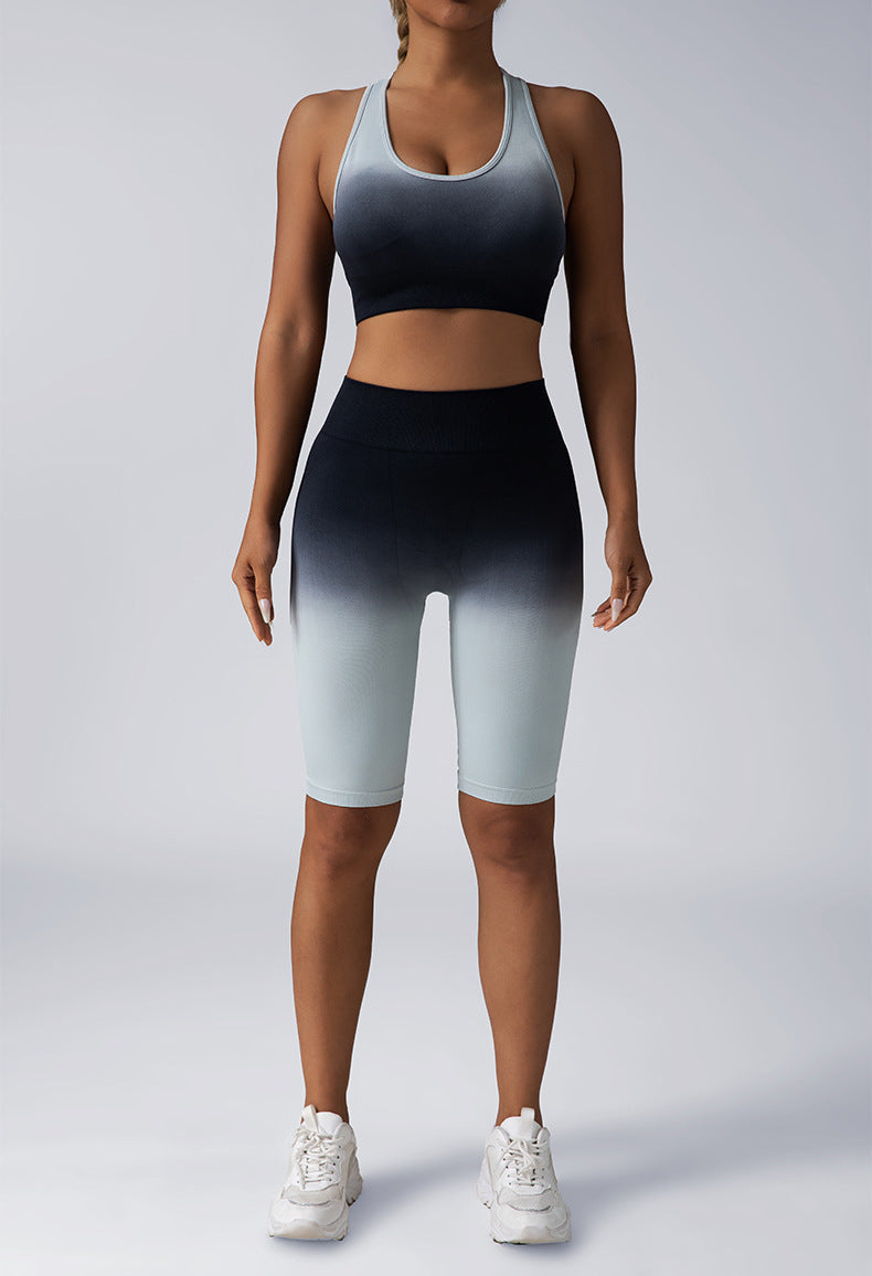 Women Seamless Activewear Set Crop Top High Waist Shorts Leggings