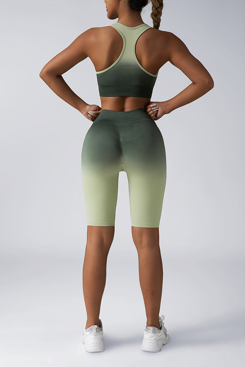 Women Seamless Activewear Set Crop Top High Waist Shorts Leggings