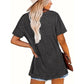 Women's Round Neck Short Sleeve T-Shirt With Slogan Print, Casual Summer Top